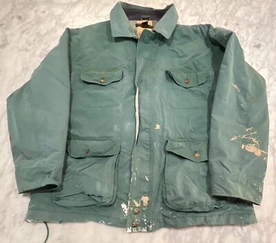 Vintage Eddie Bauer Jacket XL Full Zip Garden Chore Thrashed Stained Holes Fade - Image 1 of 4