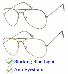 1 or 2 Pairs Retro Pilot Computer Glasses Block Blue Ray UV Protect - Picture 1 of 11