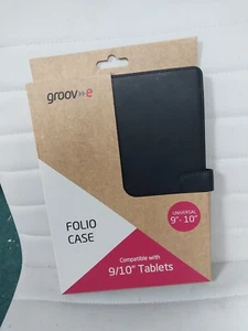 Groov-e Universal 9”-10” Tablets Folio Case Black/Leather/Magnetic Closer/New - Picture 1 of 8