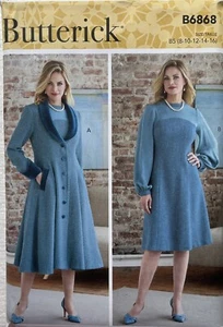 Butterick Pattern B6868 Misses Coat & Dress  Sizes: 8, 10, 12, 14, 16 - Picture 1 of 2