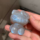 88g Blue Flash Moonstone Hello Kitty Cat Carving Quartz Crystal Collection