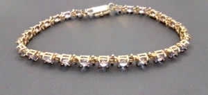 Iolite Oval Shape Tennis Bracelet 14K Yellow Gold - 7.5" - 6.9G - Picture 1 of 9
