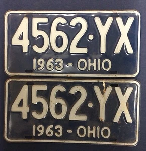 Pair Of 1963 Ohio License Plates, 4562 YX - Picture 1 of 2