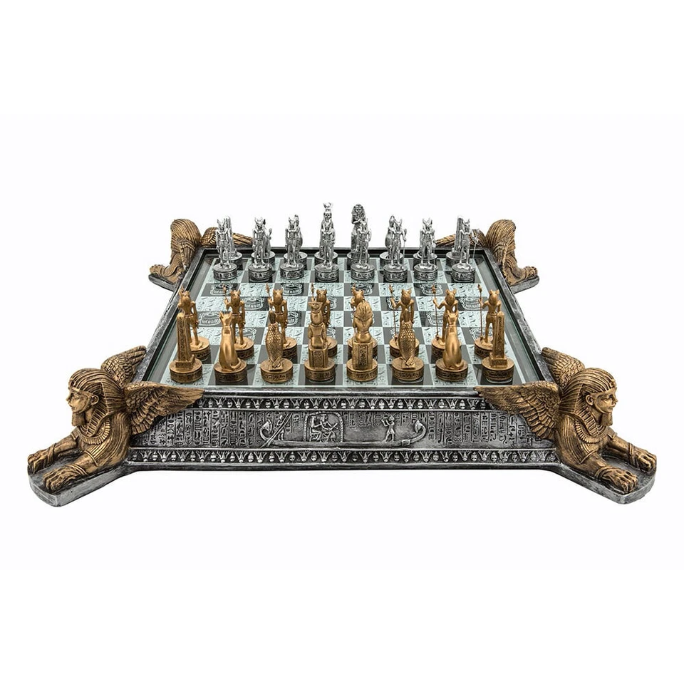Dal Rossi Italy ANCIENT EGYPT Egyptian Chess Set on a 16" Resin and Glass Board - image 1 of 4