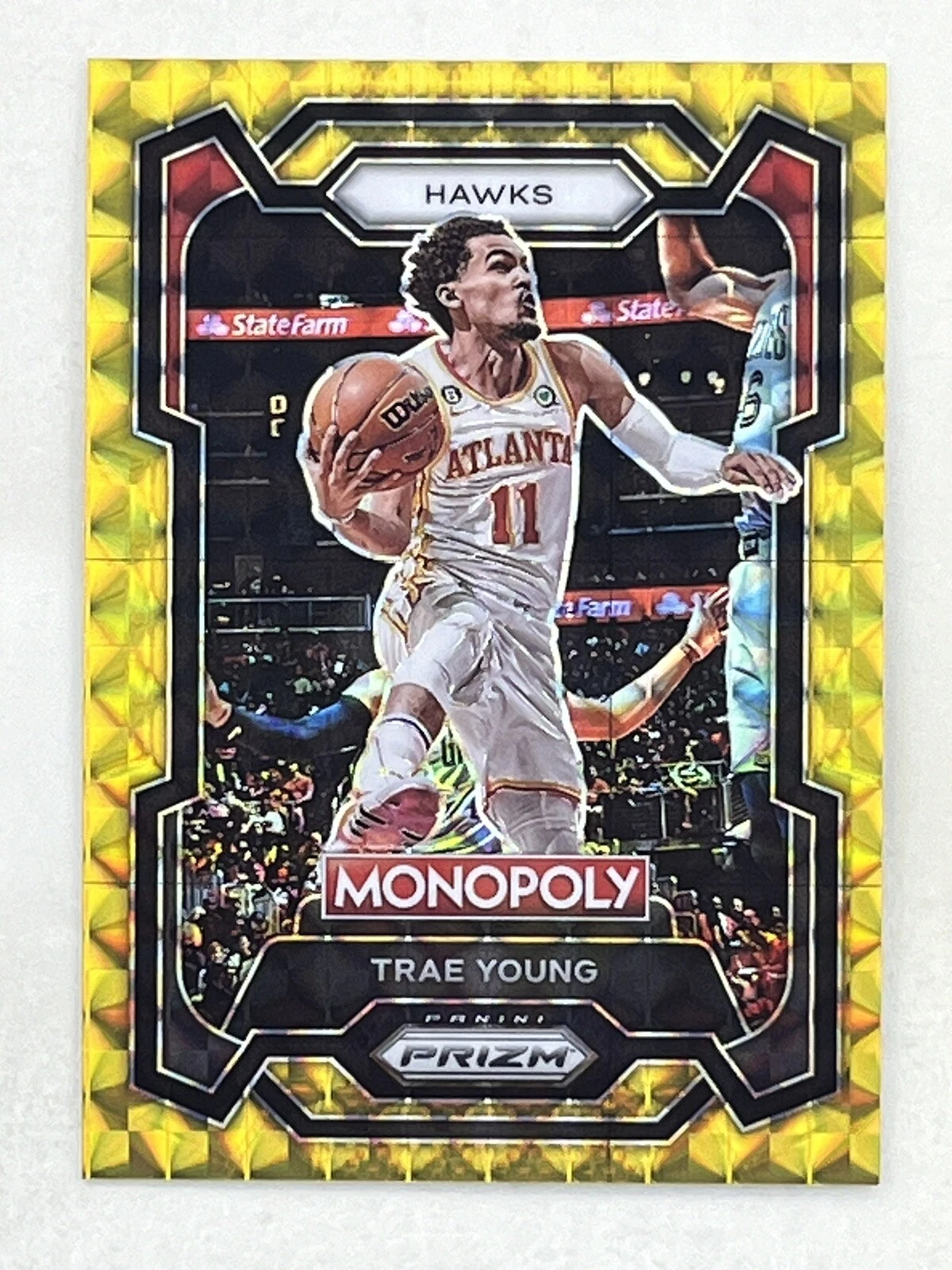 Trae Young 2023-24 Panini Prizm Monopoly Gold Prizm /49 #4 NBA Atlanta Hawks