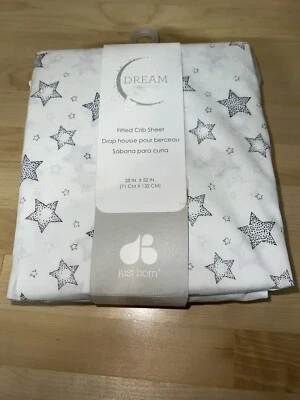 Just Born Dream Star Print Fitted Crib Sheet in Navy - Image 1 of 3