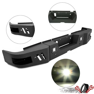 For 2010-2024 2019 Ram 2500 3500 Steel Rear Bumper w/Sensor Holes & LED Lights Foto 1 de 4