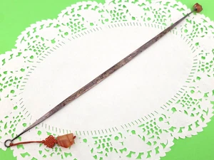 Antique Chinese Sterling Silver Bookmark Carnelian Bead Charm 10" - Picture 1 of 7