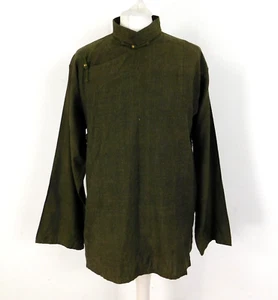 Authentic Green Indian Top Size Small Brass Button Cross Over Fern Green - Picture 1 of 9