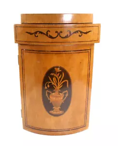 Antique Art Deco Wood Inlay Vase Curved Cabinet Door Set of 2 Signed Biedermeier - Picture 1 of 15
