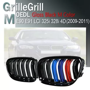 M-Color Kidney Grille For BMW E90 E91 2009 2010 2011 325i 328i 335i Gloss Black - Foto 1 di 8