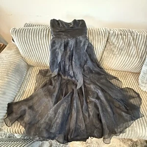 Davids Bridal Women's Black Strapless Tiered Organza Dress size 5/6 Style F14196 - Picture 1 of 7