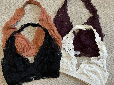 Lote de 4 sujetadores bralette de encaje halter para mujer Aerie American Eagle talla pequeña Foto 1 de 4