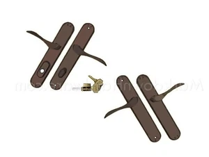 Pella Active Left + Inactive Right Handles Set Patio Hinged Door + Keys - Brown - Picture 1 of 3