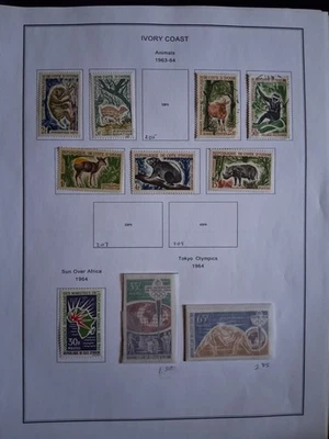 I3) Estampillas de Costa de Marfil 1963-4 como nuevas NH/H de enormes estampillas de animales, deportes  Foto 1 de 4