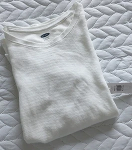 NWT Old Navy Soft Thermal Knit Tee Shirt Women White XL Long Sleeve Round Hem - Picture 1 of 7