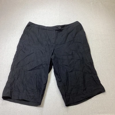 Pantalones Cortos J Jill 12 100% Lino Bermudas Bolsillos Playa Lagenlook Negros Cómodos Foto 1 de 4