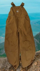 Carharrt Overalls Bibbs Toddler Kids Girls Boys Size 4T Canvas Brown Adjustable - Picture 1 of 10
