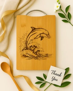 Dolphin Engraved Cutting Board, Ocean Theme Kitchen Decor, Coastal Home Gift - Picture 1 of 4
