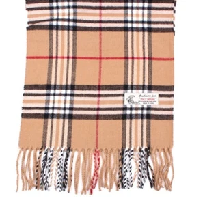 Women Scarf Camel Stewart Check Plaid Tartan Long Warm Soft for Winter 72"x12" - Picture 1 of 2