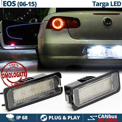 PLACCHETTE Complete Luci Targa FULL LED per VW EOS CANBUS 6500K Bianco GHIACCIO - Immagine 1 di 4