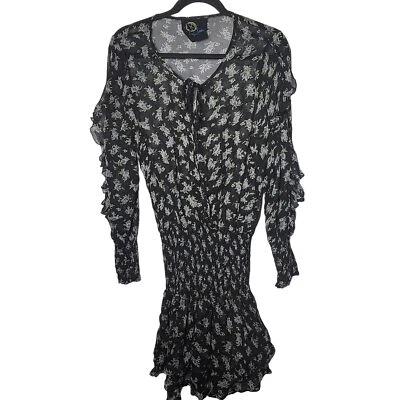 Mameluco Boho Blue Life Mujer Negro Floral Calado Transparente Manga Larga Talla Mediana Foto 1 de 4