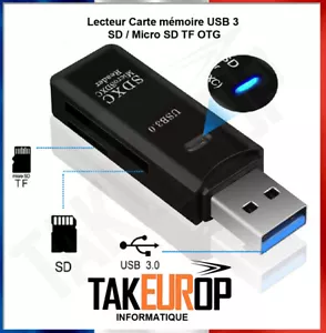 Mini lecteur carte mémoire USB 3.0 ou USB 2.0 SD Micro SD TF OTG Card Reader - Imagen 1 de 4