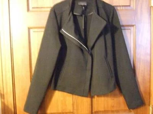 NWT ~ ATTENTION black ribbed blazer jacket w/ silver slanted zipper ~ womens L - Picture 1 of 5
