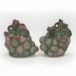 Vth Fitz & Floyd Grape Cluster SALT & PEPPER Shakers Japan Pink Green S&P Set - Picture 1 of 10