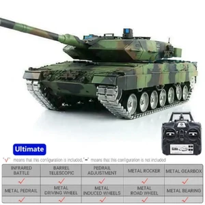 HengLong Control Remoto Leopardo 2 A6 Tanque Pro 1/16 Sonido de Humo BB Bundeswehr Brazo - Imagen 1 de 60