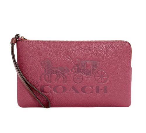 Bracciale Coach grande con zip angolare nuovo con etichetta in colorblock con cavallo e carrozza