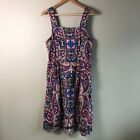 Lands End paisley patterned linen dress Multicolor Womens Size 8T Strappy Lined