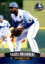 2016 Myrtle Beach Pelicans Choice #4 Yasiel Balaguert LA Habana Cuba Card