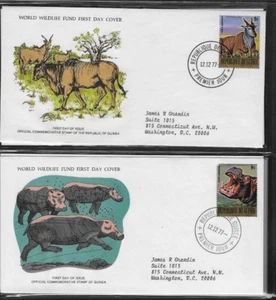 GUINEA 1977 3 FIRST DAY COVERS WORLD WILDLIFE FUND AND CARDS ENDANGERED ANIMALS - Picture 1 of 2