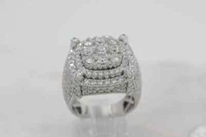3Ct Round Cut Real Moissanite Men's Cluster Engagement Ring 925 Sterling Silver - Picture 1 of 8