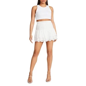 Steve Madden Eyelet You Won't Tiered Skirt White XS B4HP - Picture 1 of 5