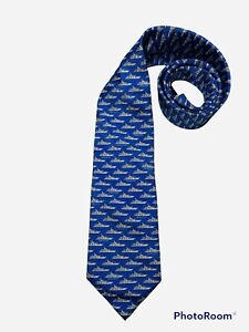 Holland and Sherry London 100% Silk Neck Tie “Paraffin” Yacht Design Blue Tie