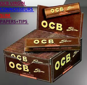 5 X OCB BROWN VIRGIN KING SIZE Unbleached Slim Rolling Paper Natural FAST SERVCE - Picture 1 of 2