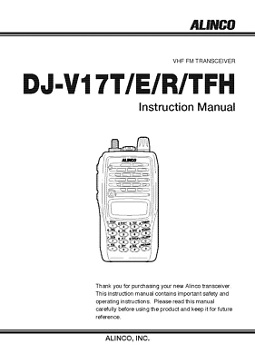 Alinco DJ-V17 T E R TFH Transceiver Instruction Manual 65 Pages Operating Guide - Image 1 of 4
