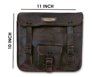 Real Leather Motorcycle Saddle Bag one Leather Side Pouch Panniers Bike Bag - Bild 1 von 5