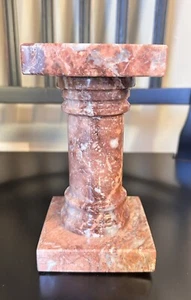 Vintage Column Pink Marble Art Deco Architectural 6 1/8”T 3 5/8” Sq Base Heavy - Picture 1 of 5