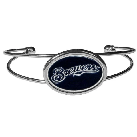Milwaukee Brewers Double Bar Cuff Bracelet [NEW] MLB Wrist Necklace Jewelry Cover