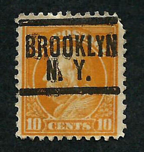 USA, SCOTT # 510, PRECANCEL BROOKLYN, NY, 1917 BENJAMIN FRANKLIN, GOOD CONDITION