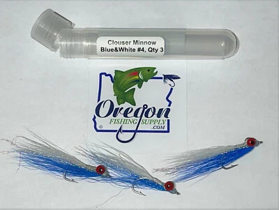 Clouser Minnow, BlueWhite Saltwater, 3 Fly. FREE shipping on Additional Items! - Image 1 of 4
