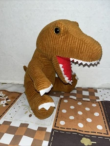 Naturally Kids T-Rex Plush Dinosaur 8" Ribbed Corduroy Stuffed Animal Toy - Picture 1 of 5