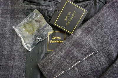 Abrigo deportivo Sartoria Partenopea gris a cuadros mezcla de cachemir talla 46R NUEVO Foto 1 de 4