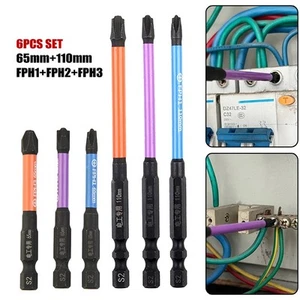 Magnetic Special Slotted Cross Screwdriver Bit For Electrician PH1 PH2 65+110mm - Picture 1 of 12