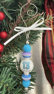 Handmade Beaded Ornament Purple Blue “13” Swiftie Inspired Taylor Fan Gift Décor - Picture 1 of 4