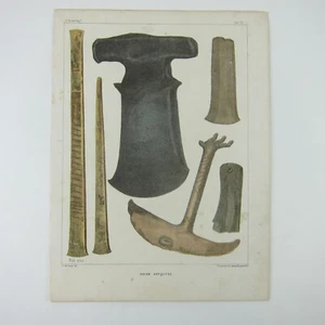 Antique 1855 Chromolithograph Print Indian Antiquities John Mix Stanley RARE - Picture 1 of 14