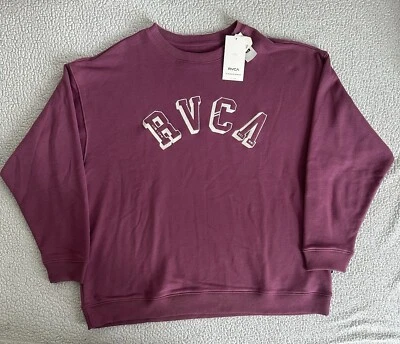 NUEVA RVCA Sudadera Mediana Para Hombre Estampado Gráfico Logo Forrado Pullover Foto 1 de 4